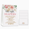 Late Night Diapers Sign, Greenery Floral Note Cards Diaper Thoughts, Late Night Diaper Baby Shower Game Set(1 Standing Sign + 20