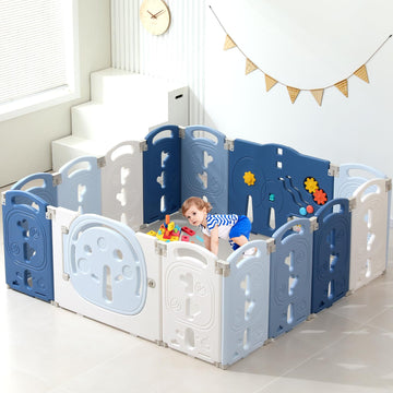 LulliSpace Baby Playpen,Foldable Playpen for Babies and Toddlers,Kids Activity Centre Safety Play Yard,Safety Gates for Indoor&O