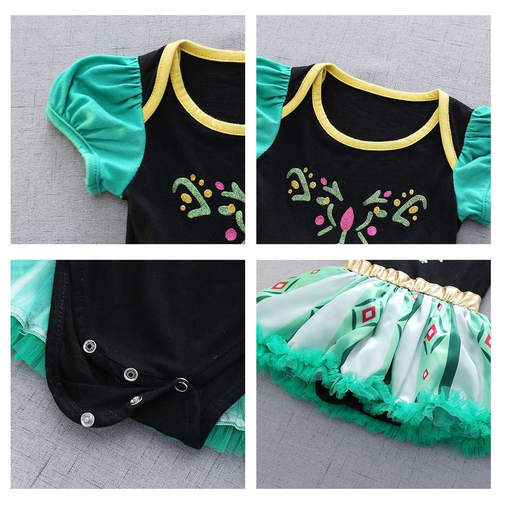 Myrisam Baby Girls Anna Princess Birthday Bodysuit Romper Tutu Dress Christmas Halloween Costumes W/Headband