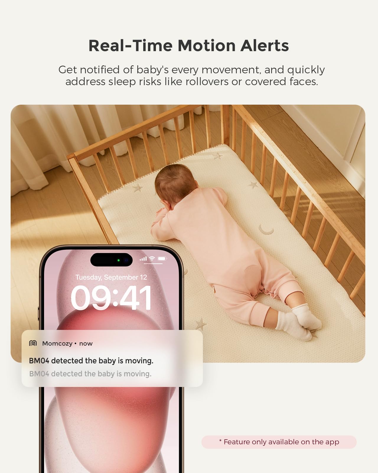 Momcozy Smart Wifi Baby Monitor With Camera And Audio, 5' 1080P Screen With Wall Mount, Motion & Cry Detection, Safe Fence, Cle