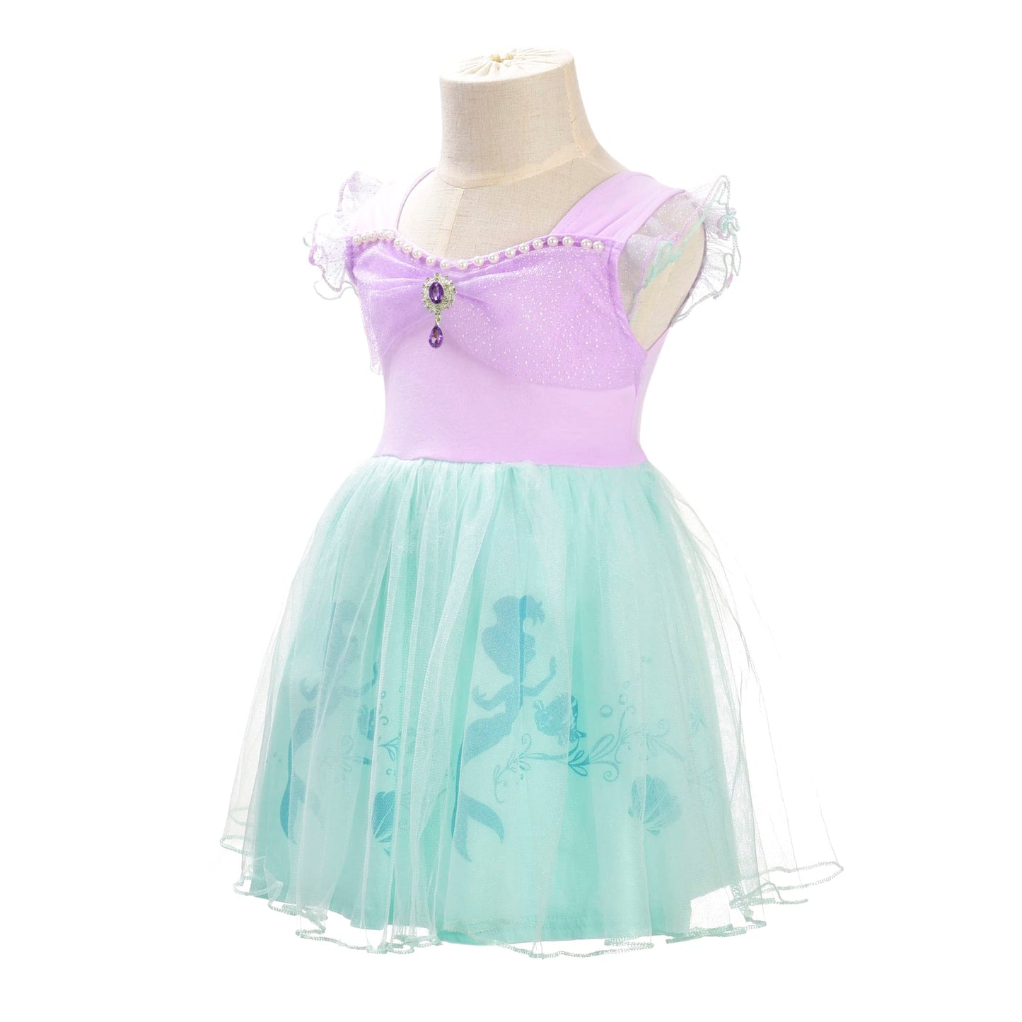 Dressy Daisy Princess Mermaid Dress Up Clothes Halloween Fancy Party Tulle Skirt Summer Outfit With Accessories For Baby Girls,