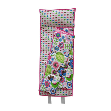 Bacati - 100% Cotton Percale Soft Breathable Fabrics Nap Mat with Pillow for Toddler Girls, Measures 50 x 20 x 1.5 Inches, Ideal