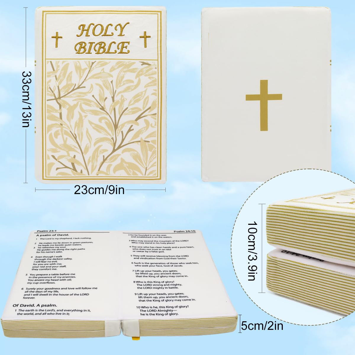 Yelakey Holy Bible Pillow,Cozy Faith Bible Plush Pillow That Opens Christian Plush Toy For Kids