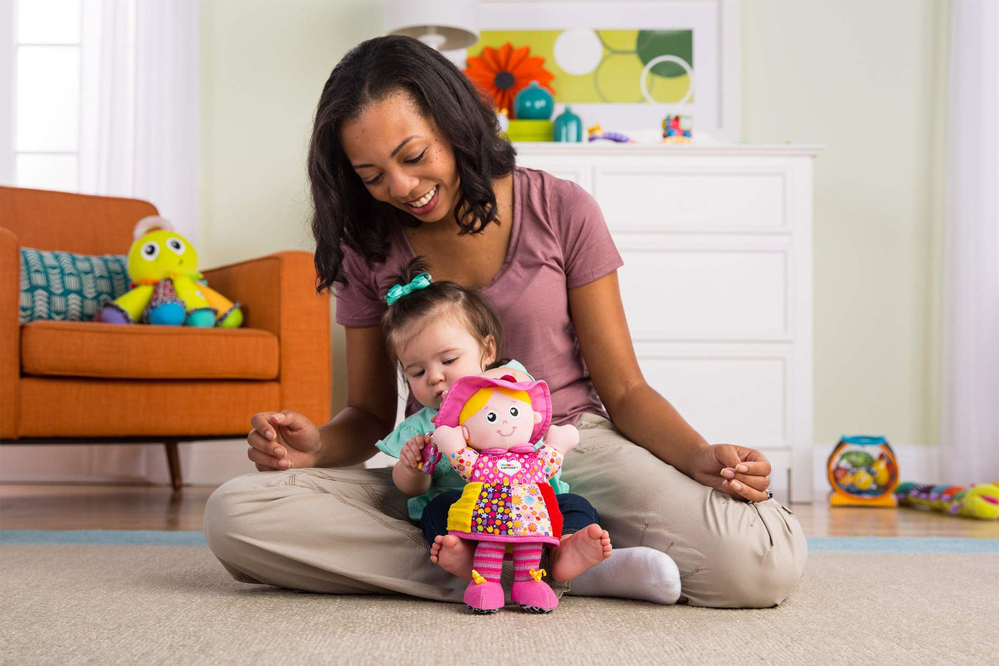Lamaze My Friend Emily Car Seat and Stroller Toy - Soft Baby Hanging Toys - Baby Crinkle Toys with High Contrast Colors - Baby T