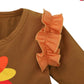 Toddler Thanksgiving Baby Girl Outfit Turkey Tutu Dress + Printing Pants + Headband 3Pc Outfits Set 12-18M Brown