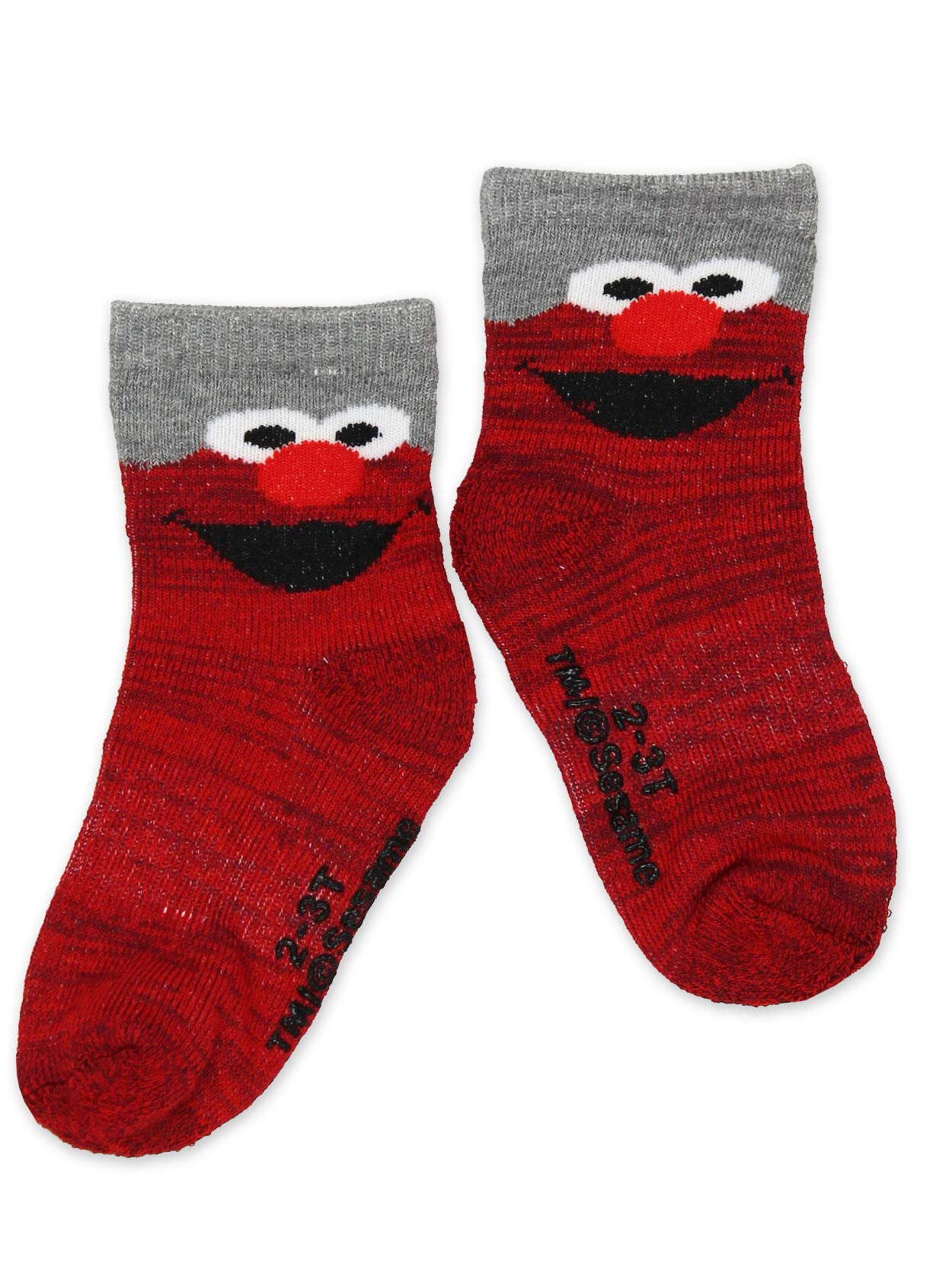 Sesame Street Elmo Baby Toddler Boy'S Girl'S 3 Pack Crew Socks With Grippers (4-5T, Red)
