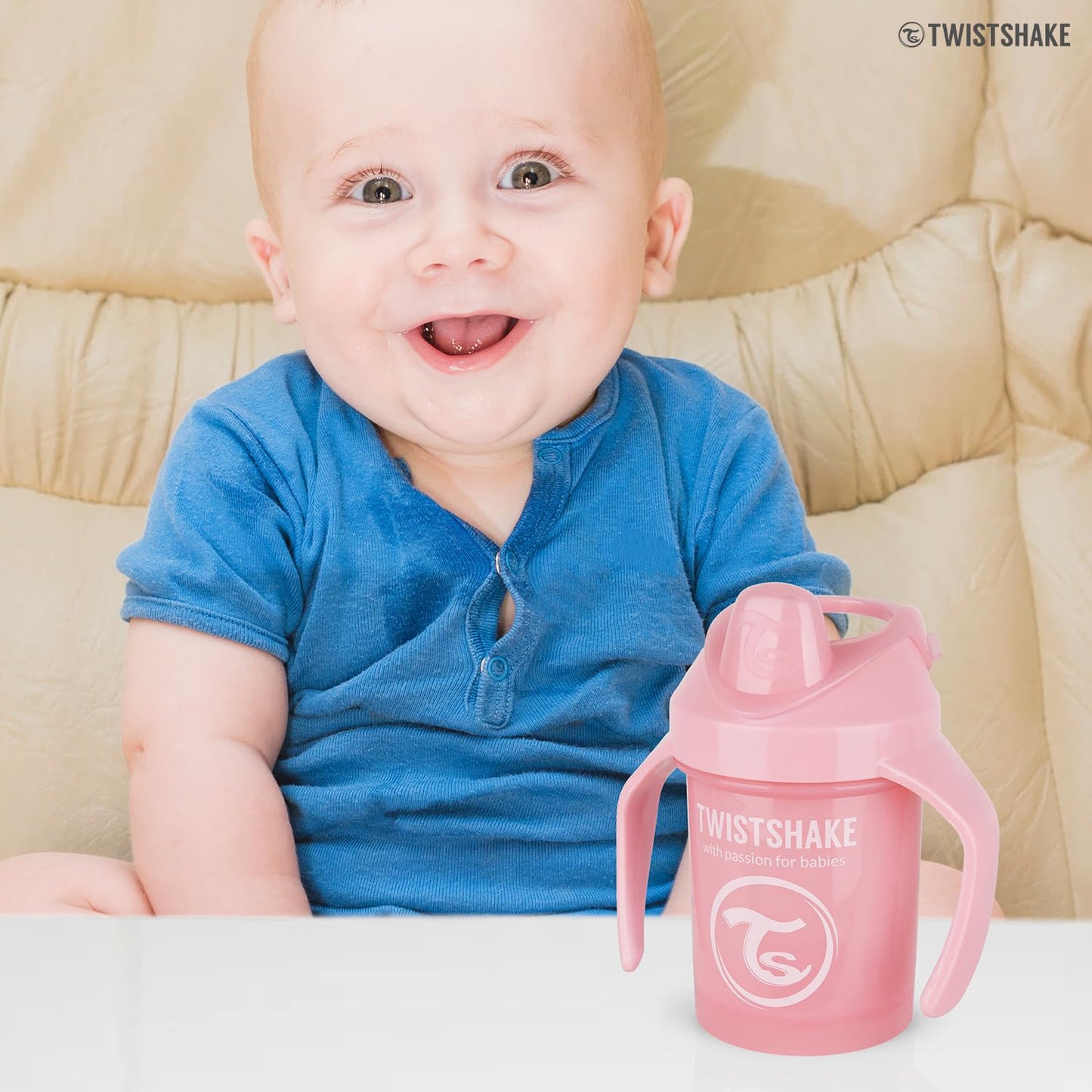 Twistshake Non-Spill Mini Baby Sippy Cup with Soft Spout and Fruit Mixer - 230ml | Leak Proof Baby Weaning Cup | Easy-Grip Toddl