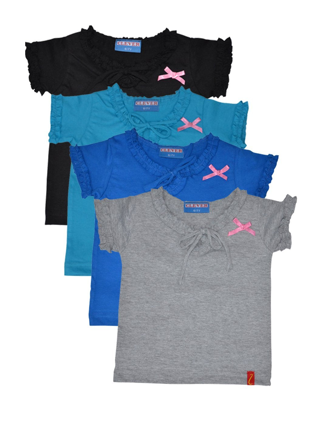 Clever Baby Girls Tshirt(ZCGT004PC4081213Yrs_Multi_1213 Years)