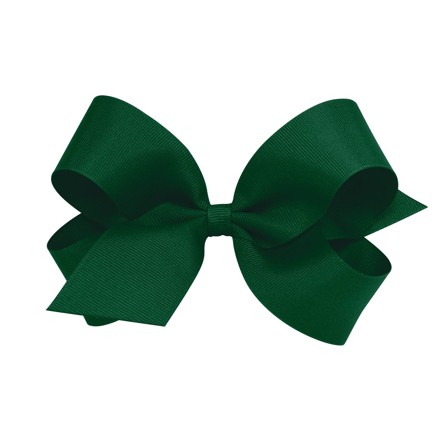 Wee Ones Girls' Classic Grosgrain Hair Bow With Plain Wrap Center On A Weestay Hair Clip, Handmade, King Sized Bow, Forest Green