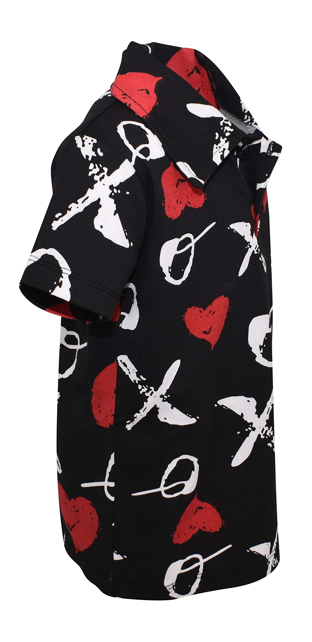 Unique Baby Boys Valentine'S Day Xox Print Polo Pullover Shirt (9) Black