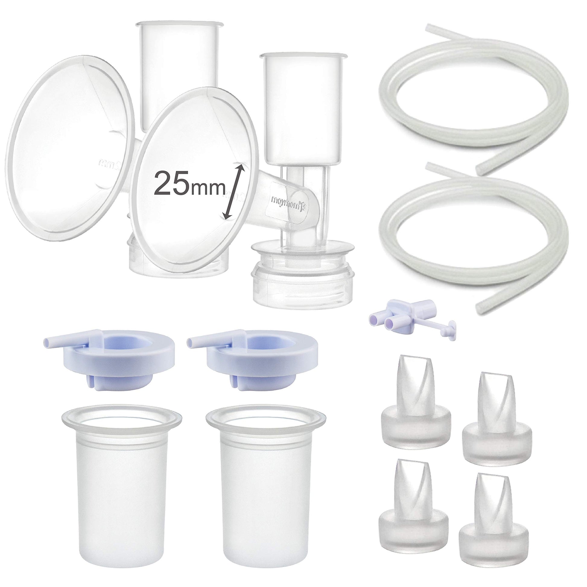 Maymom Pump Parts Compatible With Ameda Purely Yours Pumps Mya Joy; Incl. Silicone Membrane, Duckbill, Tubing, Flange; Replaces