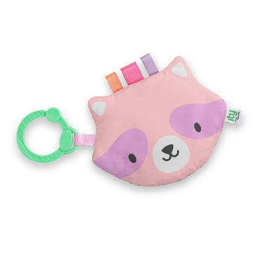 Ingenuity: ity by Ingenuity Crinklet, Raccoon Crinkle Toy for Newborn and Up, Satin Ribbon Tags, C-Link Attachment, Unisex - Den