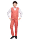 Jeetethnics Boys Peach Checked Waistcoat Set With Shirt And Trousers (6040Aq)