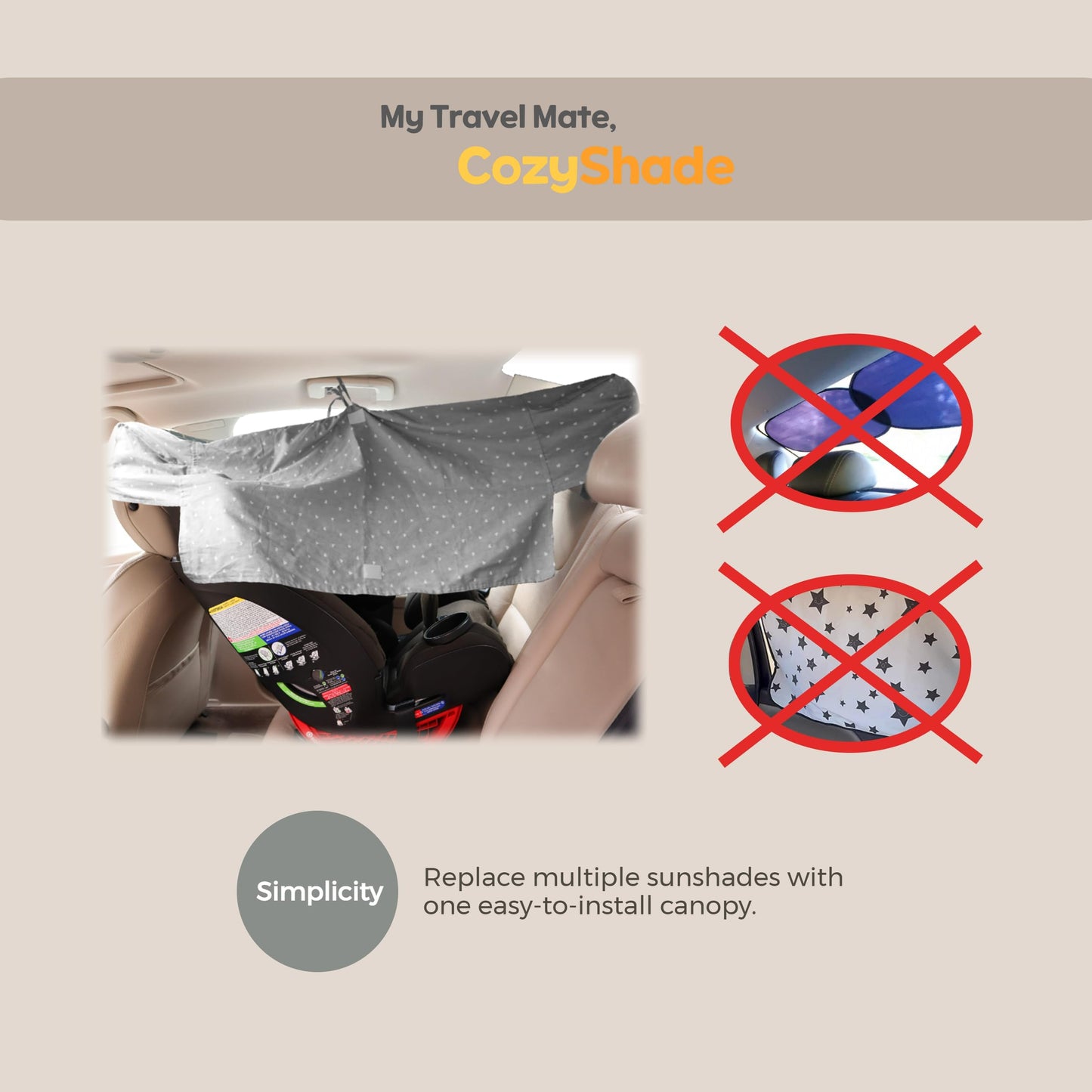 Universal Convertible Car Seat Cover - Backseat Shade & Sun Shade Visor Extender for Baby & Toddler - Rear & Forward Facing