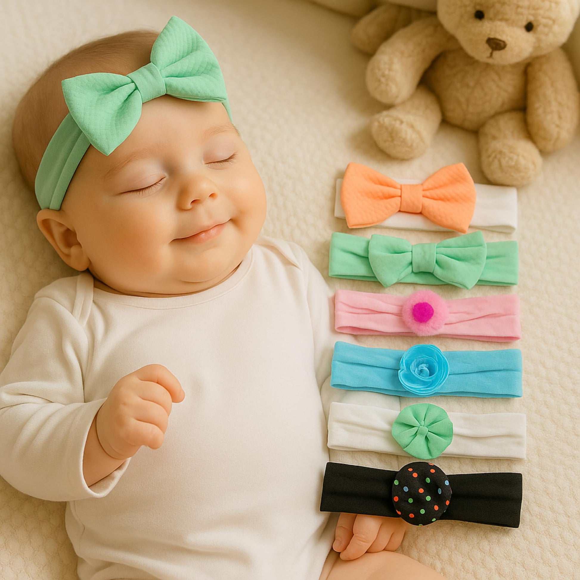 Bakefy 6 Style Combo Pack Baby Girls Headbands With Bows Soft Elastics Head Wrap Hair Accessories For Newborn Infant Toddler Ki
