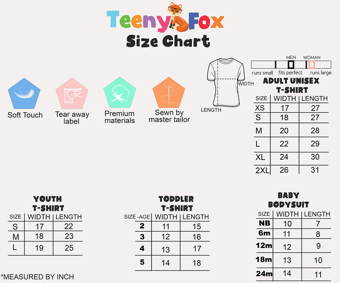 Teeny Fox Baby Bodysuit Letter Printed Family Cute Matching Outfits Couple Shirts