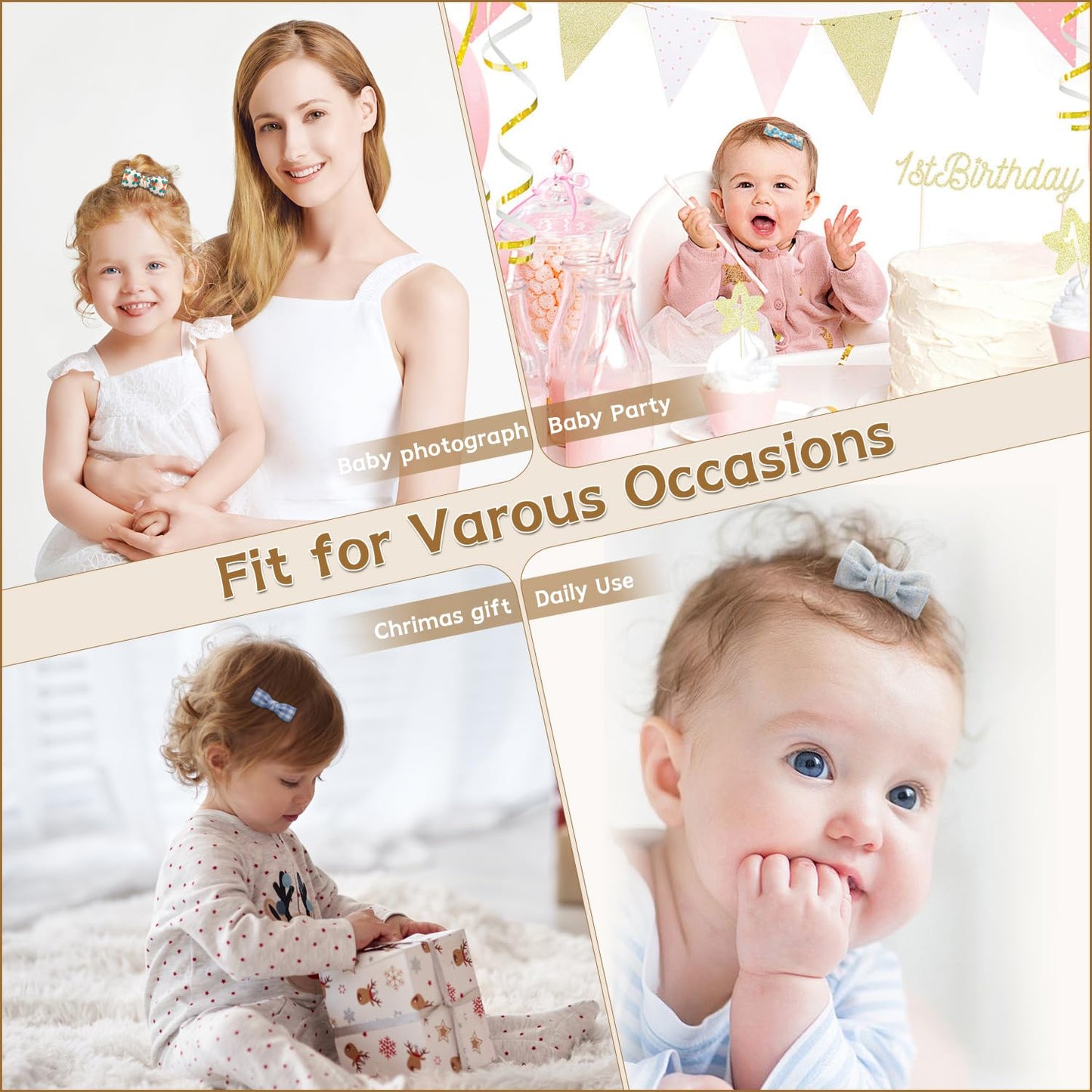 Baby Hair Clips,10Pcs 2' Fully Lined Hair Bow Clips For Babies, Hair Bows Cotton Hair Accessories For Baby,Toddlers, And Little