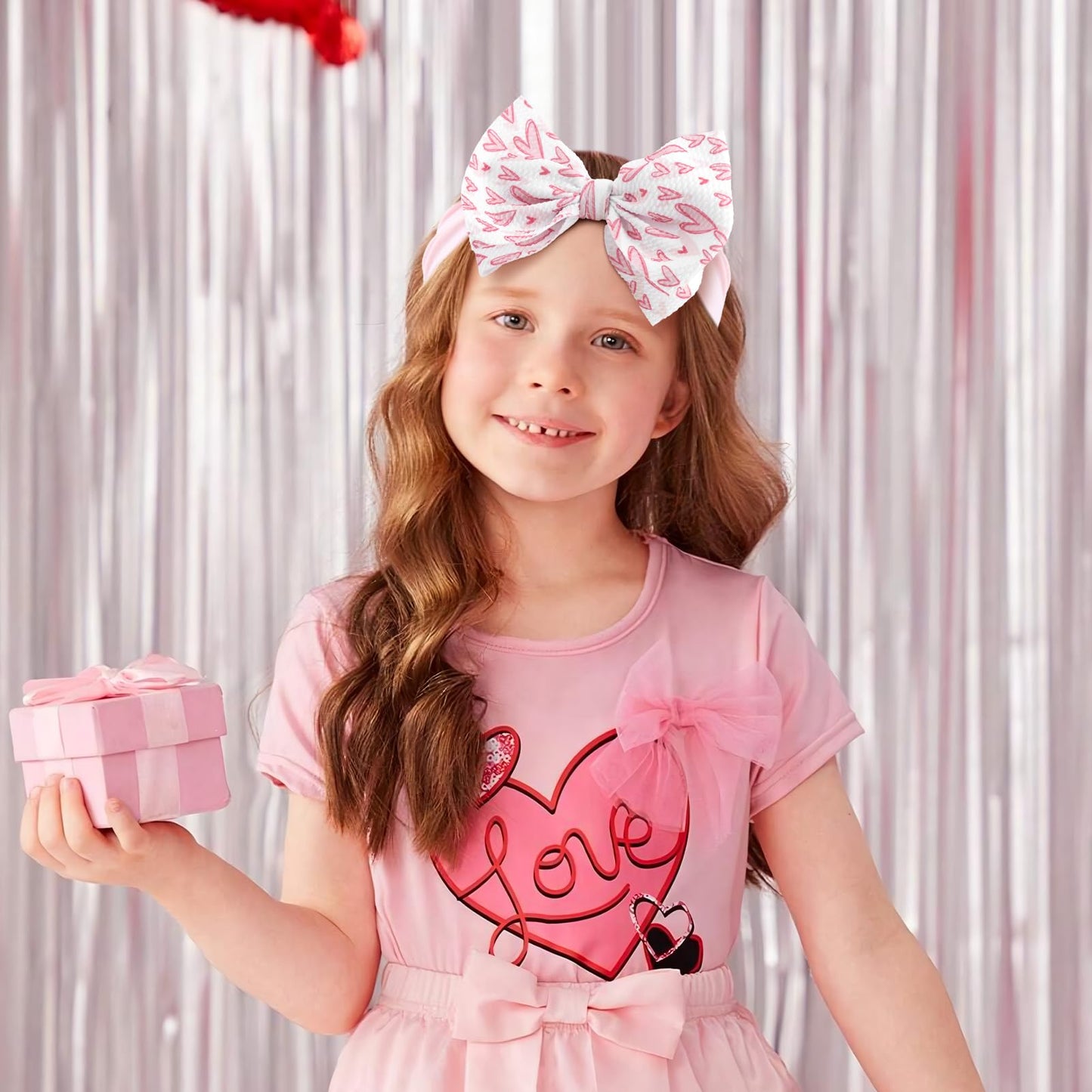 Yanjie Valentines Baby Headband Bows Red Baby Bow Pink Newborn Heart Headbands Red For Girls Hair Bands Large Bows Girls Hair Ac