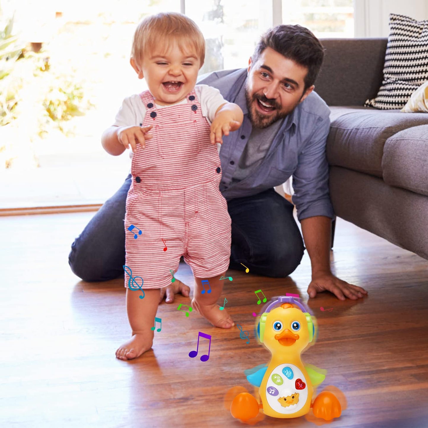 Baby Musical Duck Toy Dancing Crawling Tummy Time, Light Up Infant Toys 0-3-6 6-12 12-18 Months Easter Gifts for 1 2 Year Old Bo