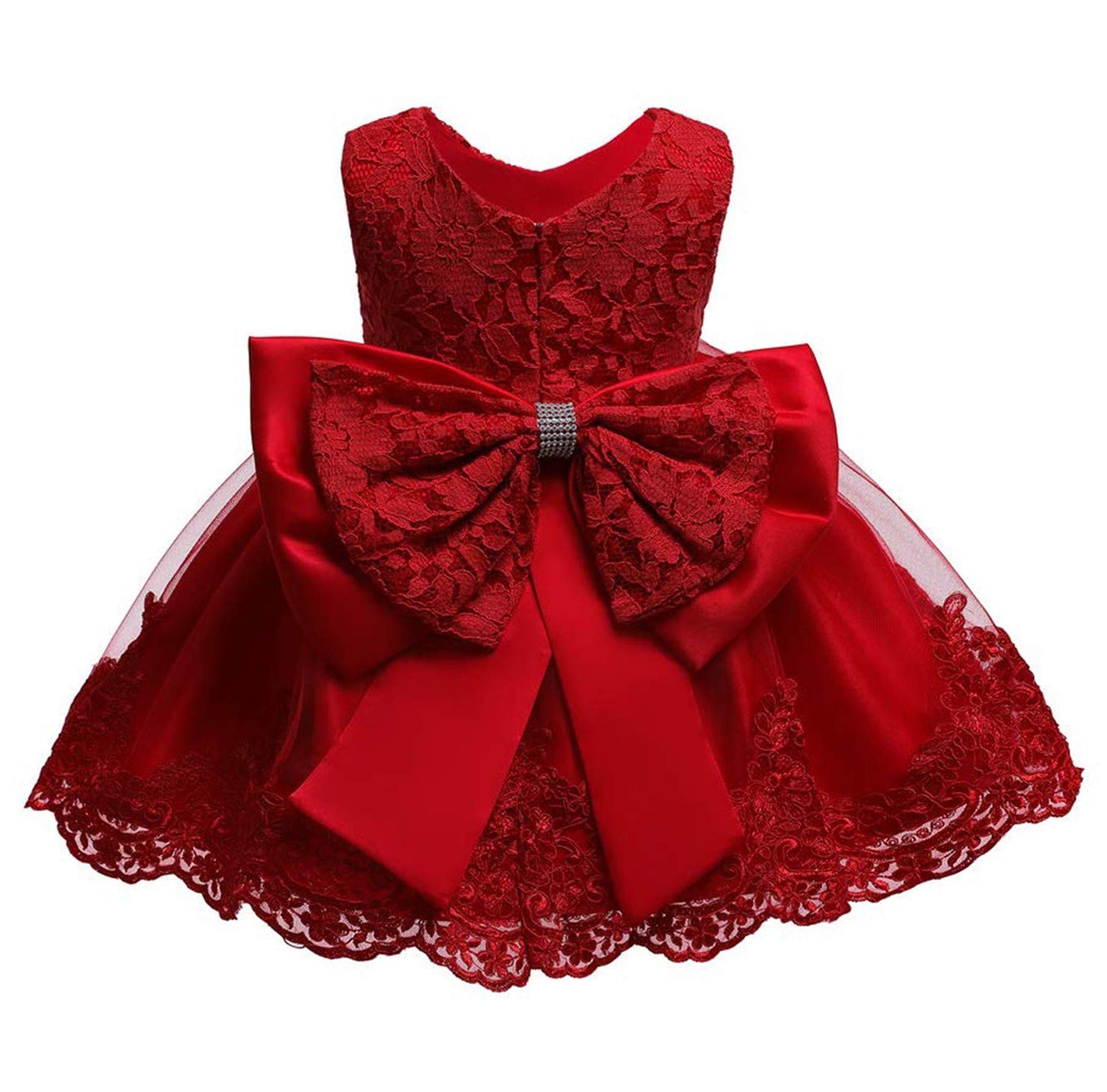 Princess Girls Ball Gown Dress Child Birthday Party Christmas New Year Dresses Toddler Christmas (Red,90)