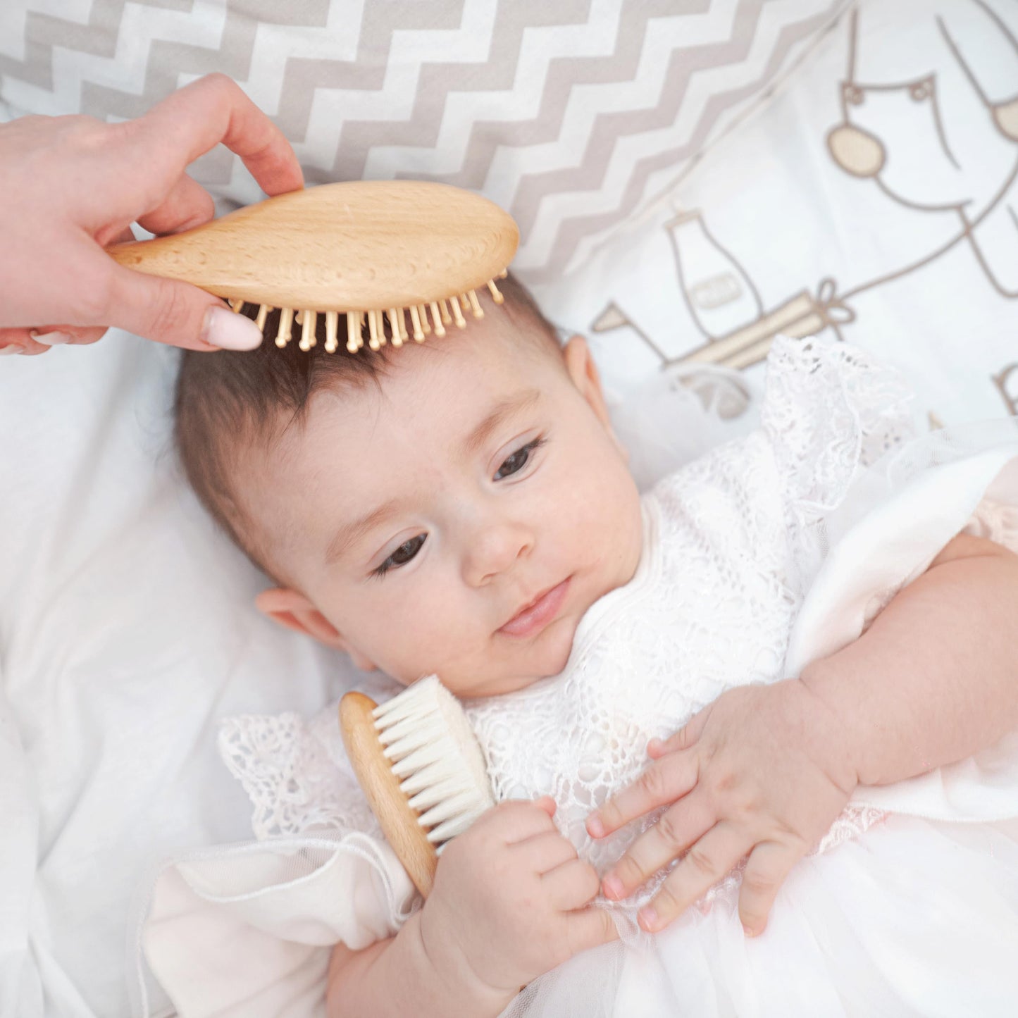 Mr. Pen- Baby Brush And Comb Set, 3Pcs, Wooden, Baby Hair Brush, Cradle Cap Brush, Baby Brush Set For Newborns, Infant Hair Brus