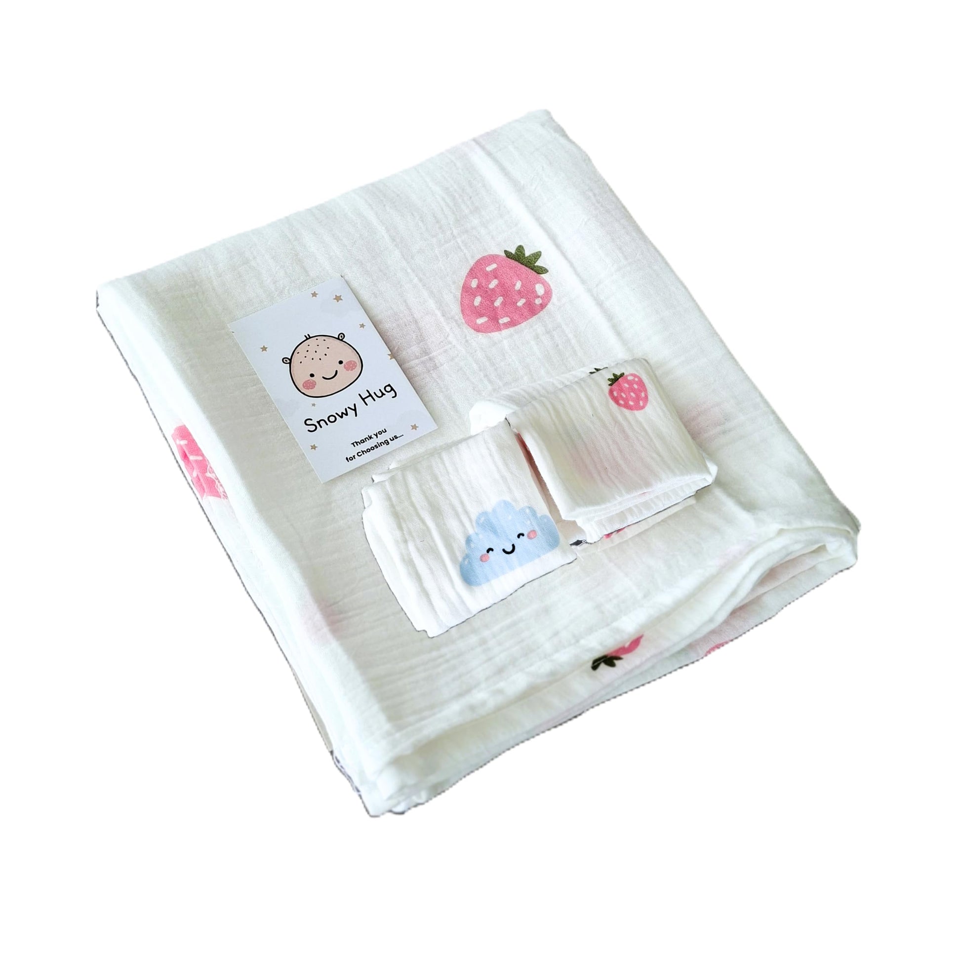 Snowy Hug Swaddle For New Born Baby 100% Soft Cotton Muslin | Lightweight, Breathable Multipurpose Swaddlers Wrap Set Combo Pack