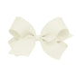 Wee Ones Girls' Classic Grosgrain Hair Bow With Plain Wrap Center On A Weestay Hair Clip, Handmade, Large Sized Bow, Antique Whi