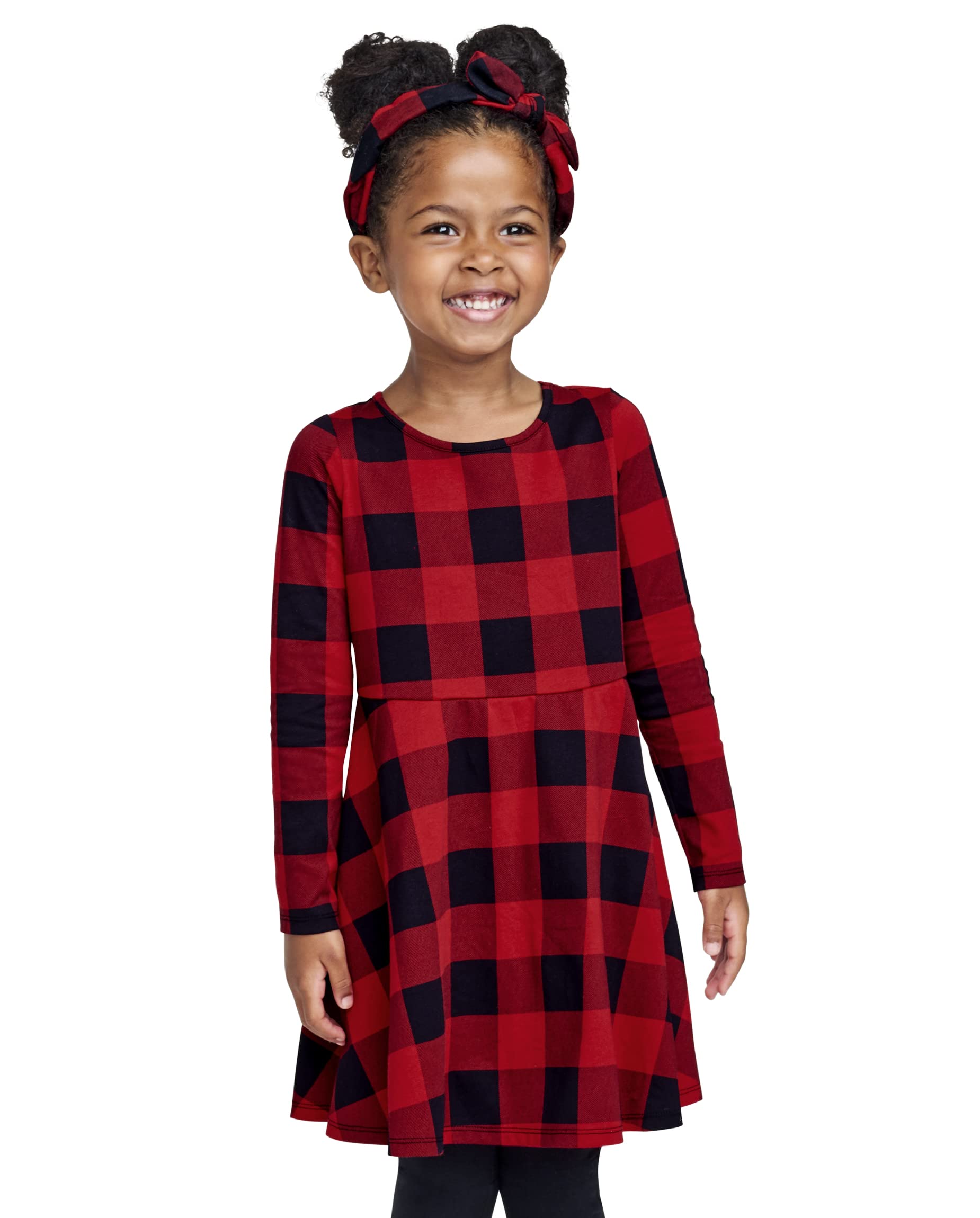 The Children'S Place Baby Girls The Children'S Place And Toddler Long Sleeve Fashion Skater Dresses Casual Dress, Classic Red Bu
