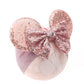 Jiahang Baby Girl Mouse Ears Turban Headwrap With Gold Sequin Bows, Wide Velvet Hairband For Newborn, Toddler, And Kids - Party