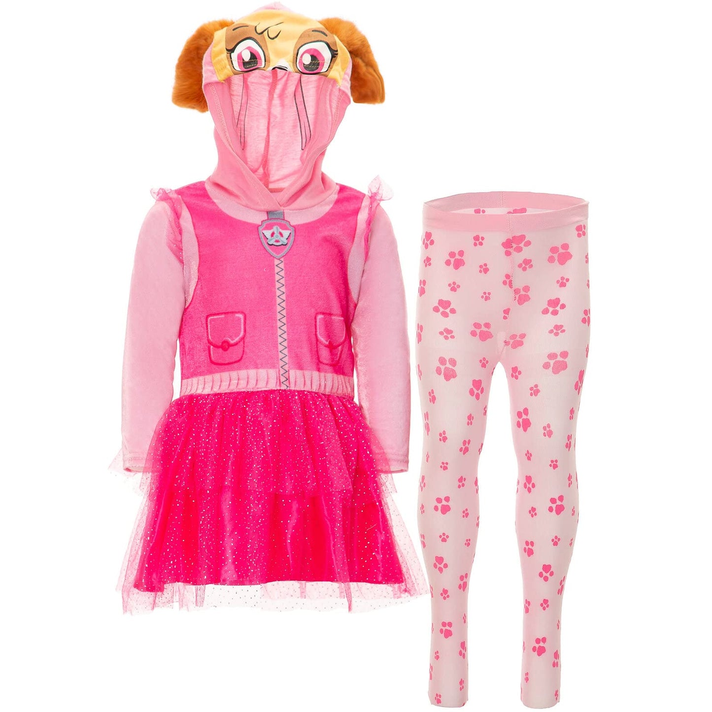 Nickelodeon Paw Patrol Skye Toddler Girl Hooded Costume Dress Leggings Set Pink 4T
