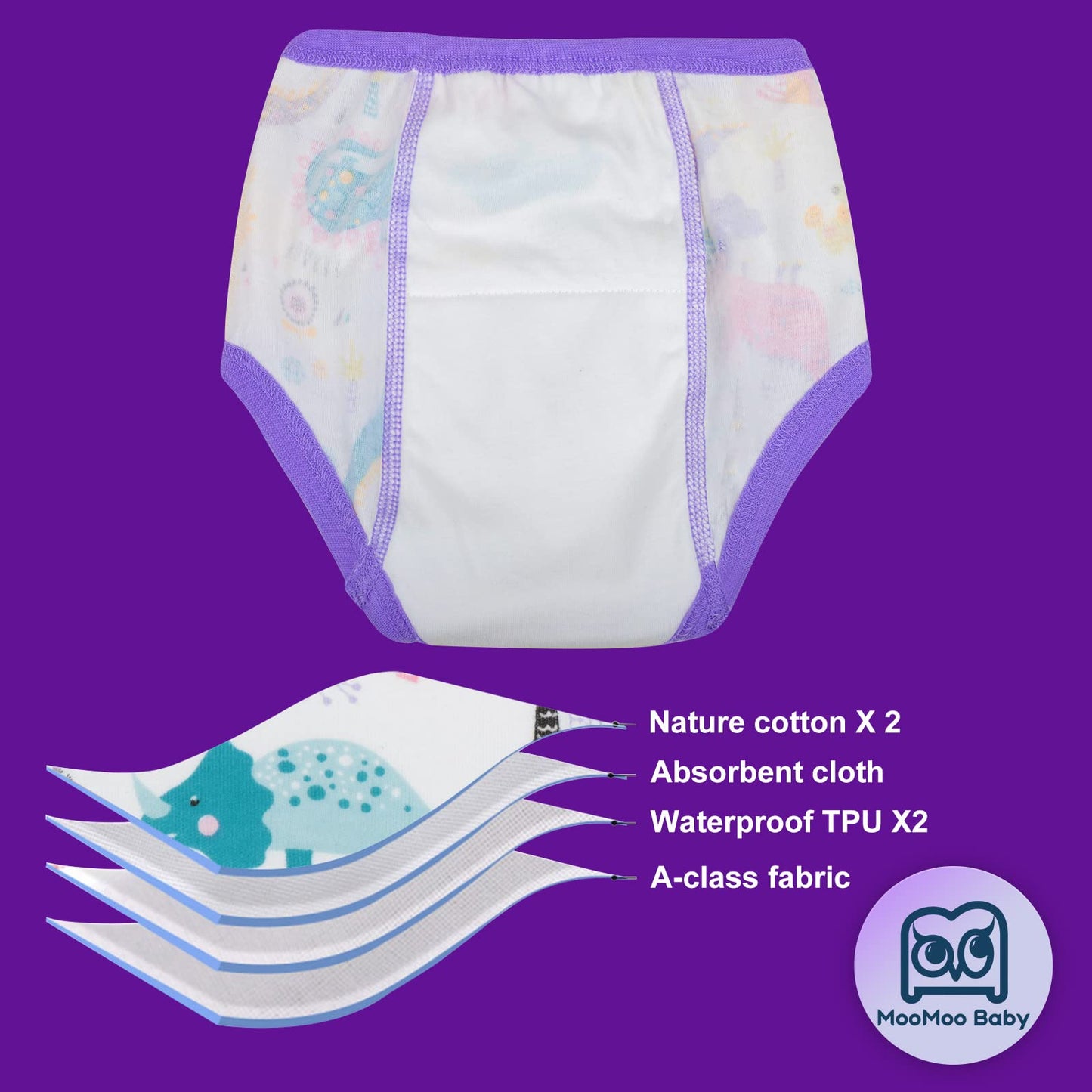 Moomoo Baby 8 Packs Potty Training Pants Cotton Absorbent Training Underwear For Toddler Baby Gir 7T