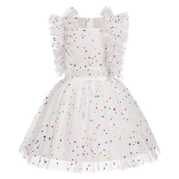 Ibtom Castle Girls Sparkly Dress: Toddler Sequin Dress, Baby Girl Dress - Infant Ruffled Embroidered Photoshoot Dresses For Bapt