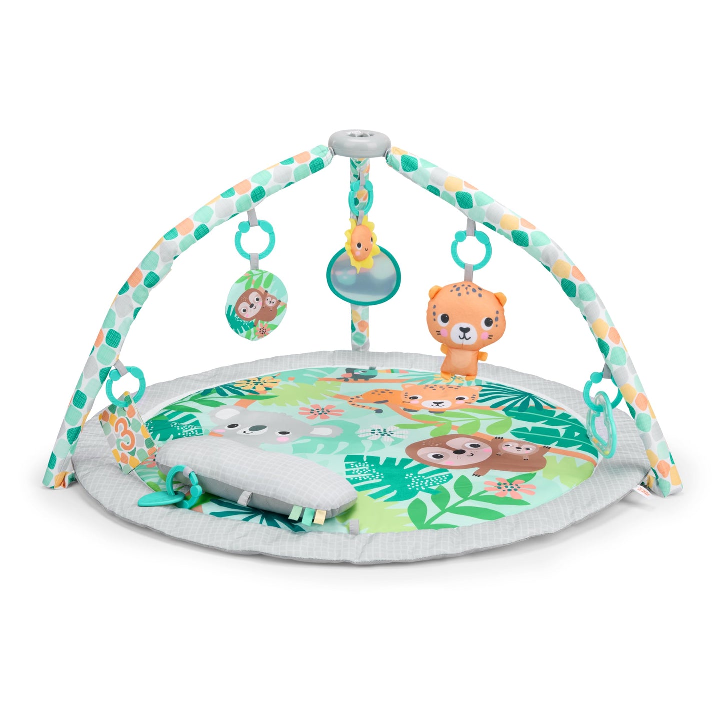 Bright Starts Rosy Rainforest Foldaway Activity Gym with Carry Bag for Storage & Travel, Pink Play Gym, Newborns & Up
