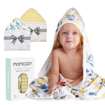Momcozy Hooded Baby Towel, 2 Pack Baby Bath Towel Set With Large 35 X 35 Inch, Super Soft Cotton And Hooded Towel For Newborn, T