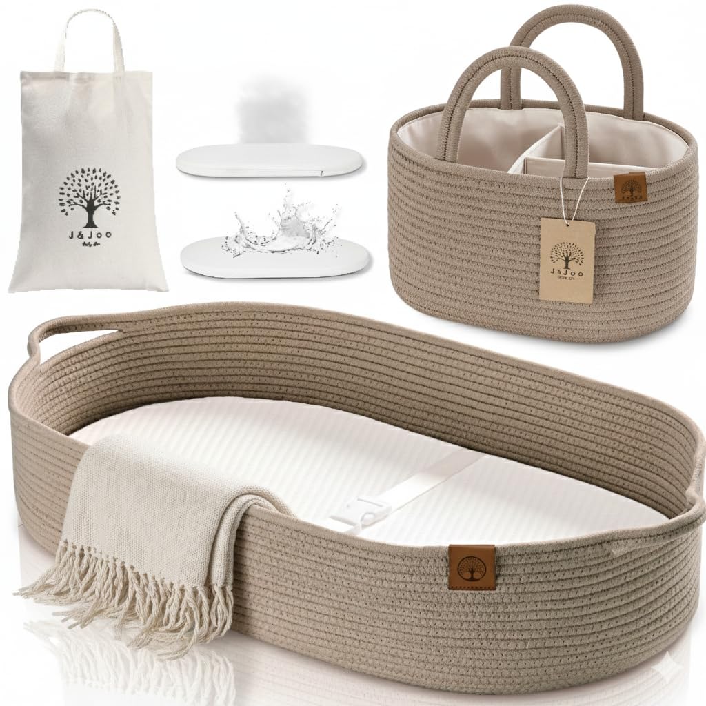 Baby Changing Basket Includes Diaper Caddy - Soft & Waterproof Dual-Cover, Portable, Changing Pad for Dresser & Changing Table, 