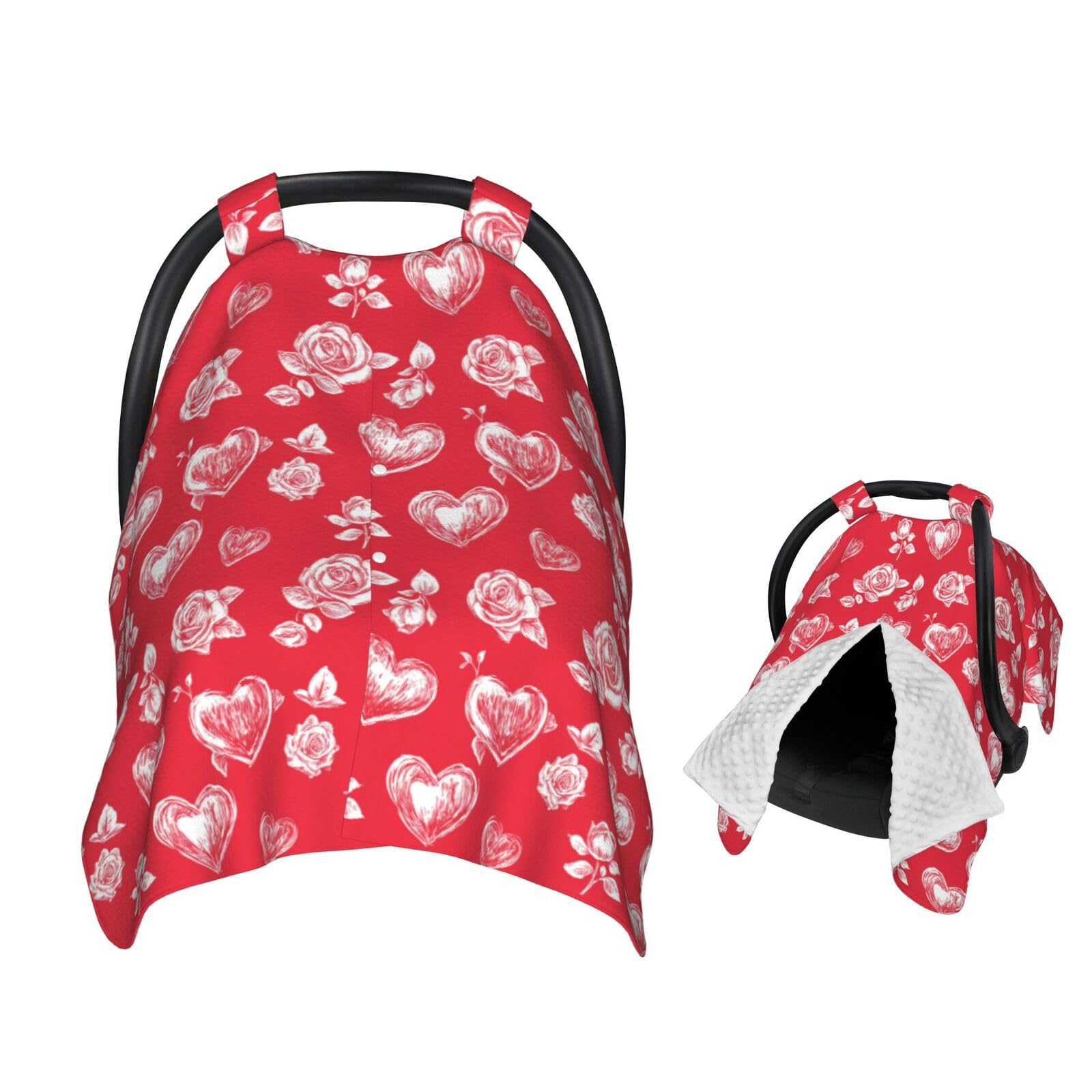 Muishi Hand Drawn Hearts and Roses Baby Car Seat Canopy Nursing Cover for Newborn Car Seat Breastfeeding Covers Blanket Newborn 