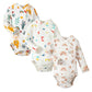 Defahn Side Snap Bodysuit Baby Kimono Onsies With Mitten-Cuffs 3-Pack Cotton Basic Pattern Boy Girl Kimono Bodysuits (Rainbow/Rb