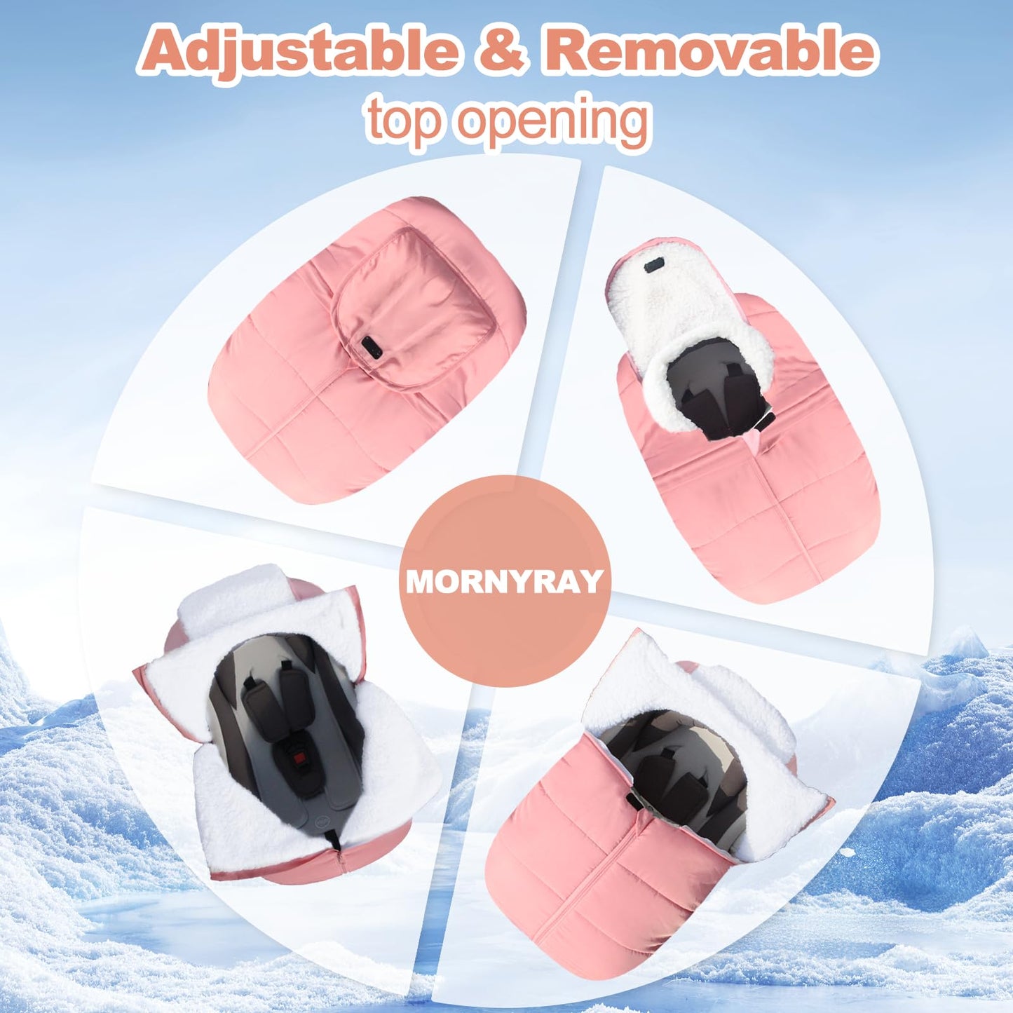Winter Baby Car Seat Cover, Infant Carrier Cover Cold Weather, Windproof Newborn Warm Carseat For Unisex Babies(Pink)