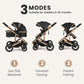 Infans 2 In 1 Baby Stroller, Folding Newborn Pram Convertible Stroller Bassinet For Infant Foldable High Landscape Shock Absorpt