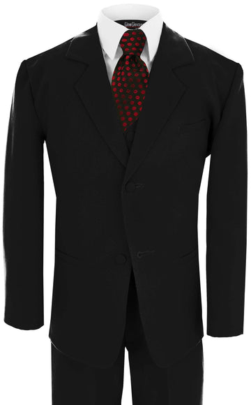 Us Fairytailes G188 Black/Red Formal Boys Kids Dress Suit From Baby To Teen (Large/12-18 Months, Black/Red)