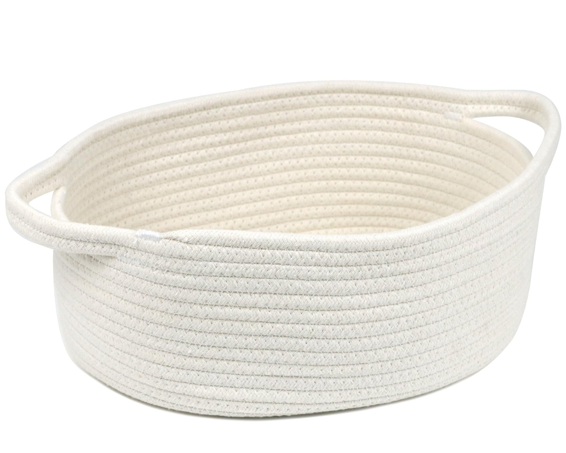 Small Basket with Handles, Woven Baskets for Gifts Empty, Cotton Rope Storage Baskets for Organizing, Bathroom Closet Shelf Orga