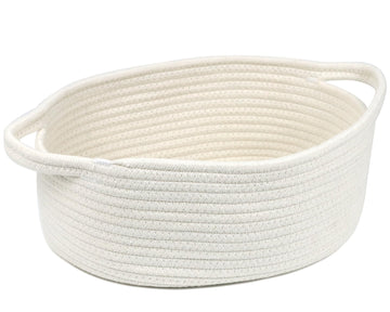 Small Basket with Handles, Woven Baskets for Gifts Empty, Cotton Rope Storage Baskets for Organizing, Bathroom Closet Shelf Orga