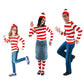 Mgdru Red&White Stripes Cosplay Costume,Halloween Costumes,Funny Sweatshirt Outfit Glasses Suits