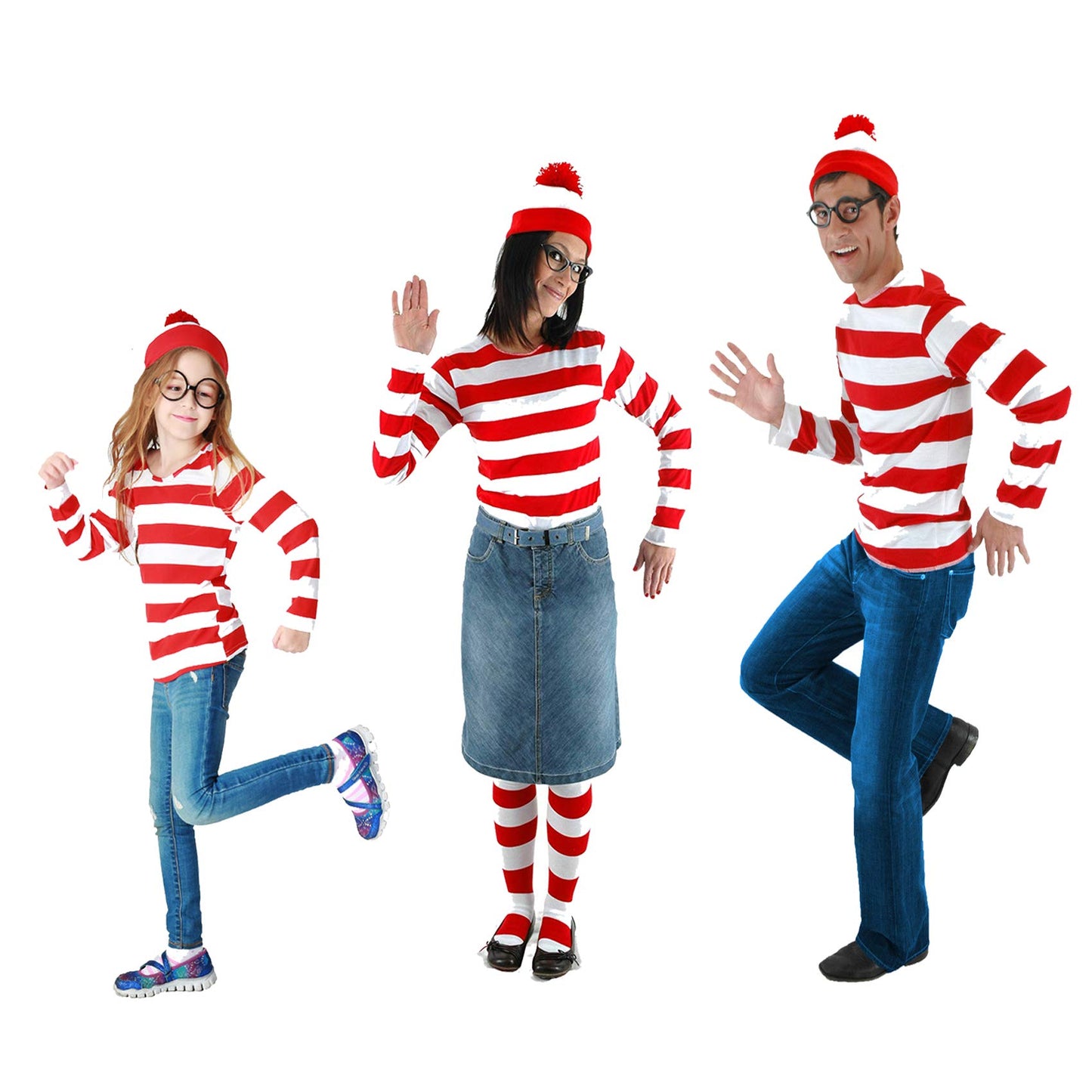 Mgdru Red&White Stripes Cosplay Costume,Halloween Costumes,Funny Sweatshirt Outfit Glasses Suits