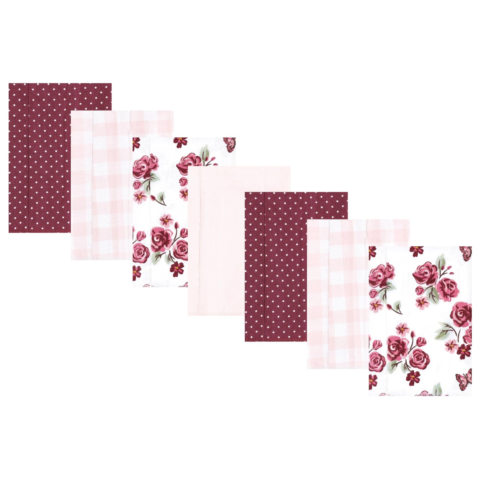 Hudson Baby Unisex Baby Flannel Burp Cloth 7Pk, Sweet Roses, One Size