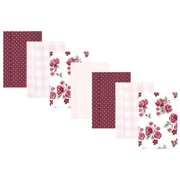 Hudson Baby Unisex Baby Flannel Burp Cloth 7Pk, Sweet Roses, One Size