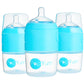 Popyum 5 Oz Blue Anti-Colic Formula Making/Mixing/Dispenser Baby Bottles, 3-Pack With #1 Slow Flow Nipples, 150 Ml, Bpa-Free, Na