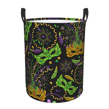 Pevtufa Carnival Mardi Gras3 Foldable Laundry Basket Organizer,Fabric Clothes Toy Storage Basket Nursery Hamper Storage Bin For 