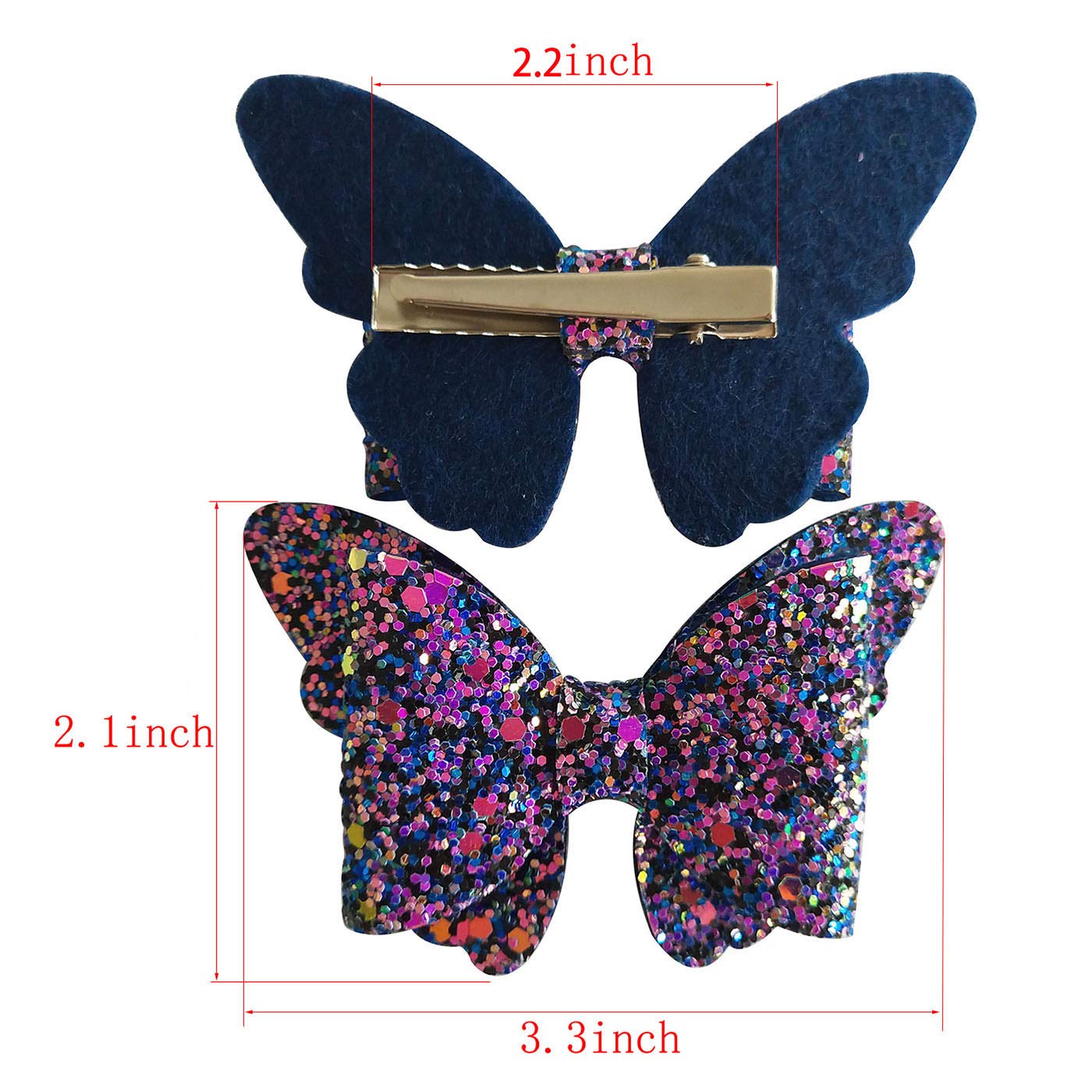 Yazon Baby Girls Glitter Bows Clips Sparkly Butterfly Bows Hair Clips For Toddler Kids Teens 8Pcs