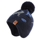 Jangannsa Knitted Baby Hat Winter Warm Boys Girls Beanie Fleece Lining Toddler Kids Hat With Pompom (Dinosaur Navy Hat, L)